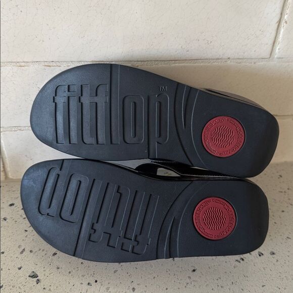 FitFlop Metallic Pewter Beaded Fringe Wedge Thong Comfort Sandals Women’s Size 7 - Picture 11 of 12